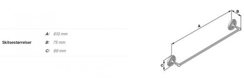 Smedbo Villa enkel h&aring;ndkl&aelig;destang - Poleret messing