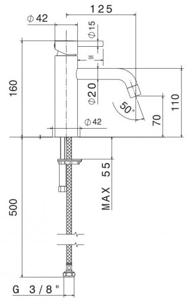 Cass&oslash;e Noba W4 h&aring;ndvaskarmatur - B&oslash;rstet st&aring;l