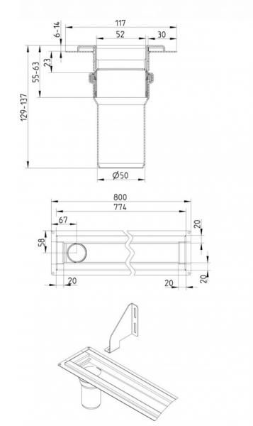 Blucher Waterline 800 mm afl&oslash;b m/Copenhagen Line rist - Sort