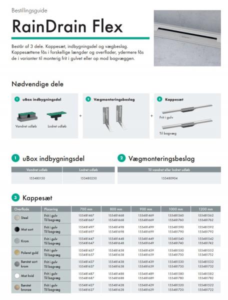 Hansgrohe RainDrain Flex 900mm afl&oslash;b til fri placering - Mat hvid