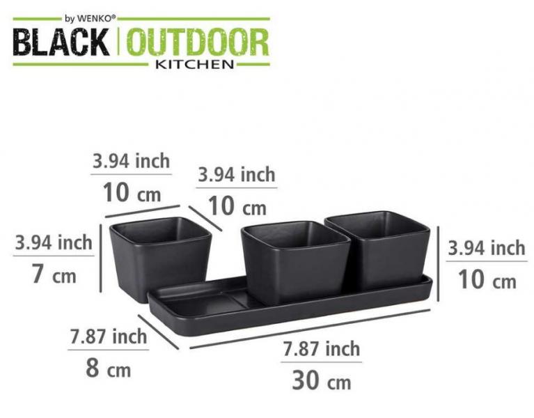 Wenko 4I1 snacksæt - Mat sort Wenko 4I1 snacksæt - Mat sort