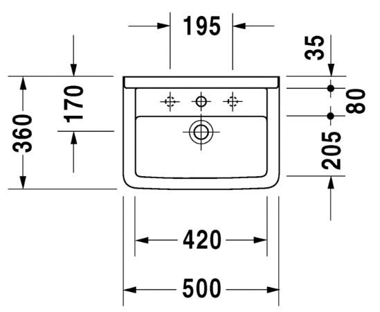 Duravit Starck 3 50 håndvask t/væg Duravit Starck 3 50 håndvask t/væg