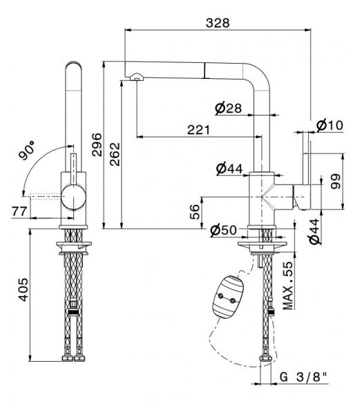Cass&oslash;e Newform X-Trend k&oslash;kkenarmatur m/udtr&aelig;k - Krom