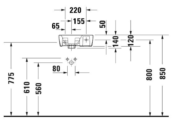 Duravit No.1 h&aring;ndvask t/v&aelig;g - H&oslash;jre - Uden overl&oslash;b