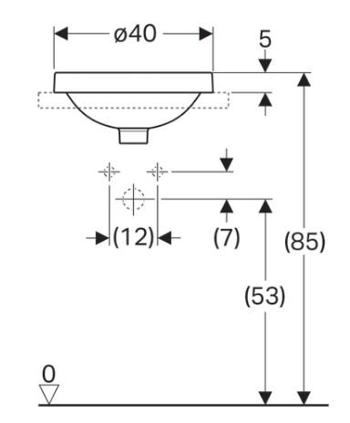Geberit Variform &Oslash;40 h&aring;ndvask t/nedf&aelig;ldning - Med overl&oslash;b