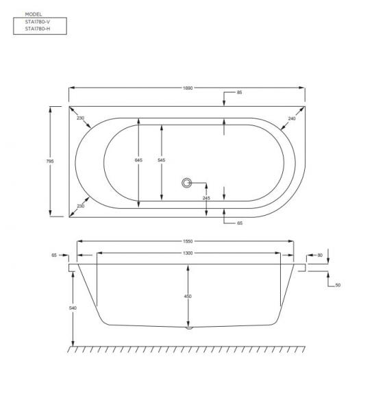 Strømberg Status badekar t/indbygning - 170 x 80 - Højre - 1 ryglæn Strømberg Status badekar t/indbygning - 170 x 80 - Højre - 1 ryglæn