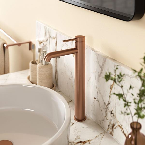 Damixa Iris bowlearmatur m/koldstart u/bundventil - Børstet kobber Damixa Iris bowlearmatur m/koldstart u/bundventil - Børstet kobber