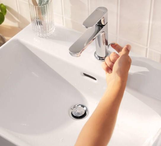 Hansgrohe Rebris S 110 h&aring;ndvaskarmatur m/CoolStart og bundventil - Krom