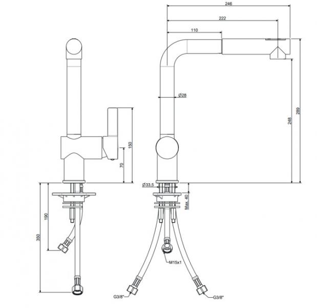 Lavabo Kubus 285 køkkenarmatur m/udtræk - Krom Lavabo Kubus 285 køkkenarmatur m/udtræk - Krom