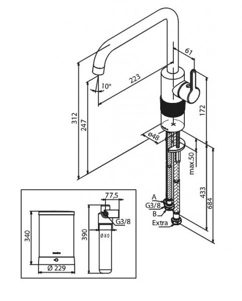 Damixa Silhouet Instant kogende køkkenarmatur - Krom Damixa Silhouet Instant kogende køkkenarmatur - Krom