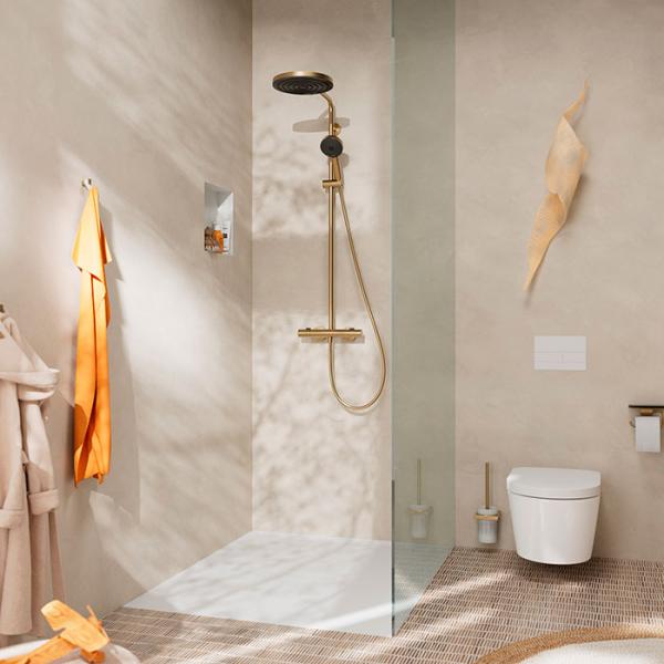 hansgrohe Pulsify S Puro 260 Showerpipe 1jet m/EcoSmart, EcoStat Fine og 3jet h&aring;ndbruser - B&oslash;rstet bronze