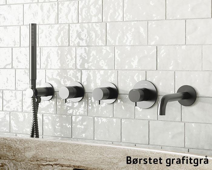 Damixa Silhouet BS 2 komplet badekararmatur til indbygning - Gunmetal Damixa Silhouet BS 2 komplet badekararmatur til indbygning - Gunmetal