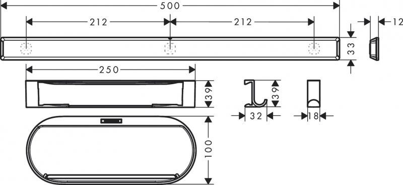 Hansgrohe WallStoris s&aelig;t til bruser - Mat sort