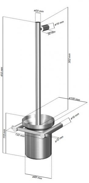 Cool Line toiletb&oslash;rste t/v&aelig;g - Matb&oslash;rstet st&aring;l