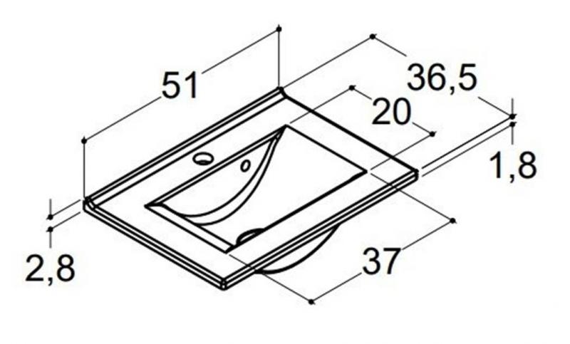 Dansani Mido+ 51 MINI m&oslash;belpakke m/Amber vask og skuffer - Mat hvid