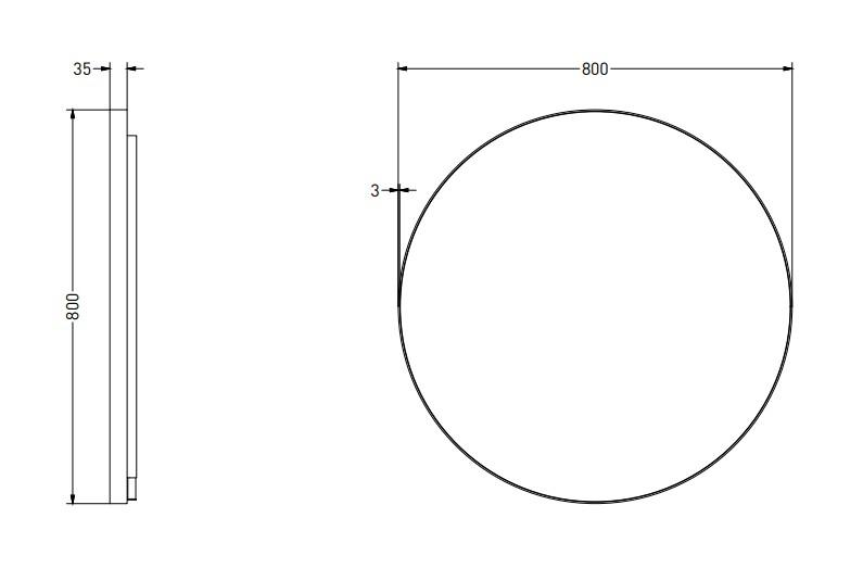 Sanibell Ink SP17 rundt spejl m/backlight, varme og sensor &Oslash;80  - Mat hvid