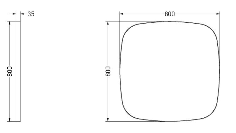 Sanibell Ink SP29 superellipse spejl m/ramme 80 x 80 cm - B&oslash;rstet rustfrit st&aring;l