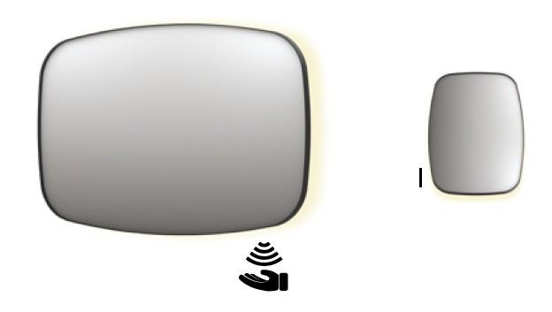 Sanibell Ink SP30 superellipse spejl m/backlight, varme og sensor 120 x 80 cm - B&oslash;rstet mat guld