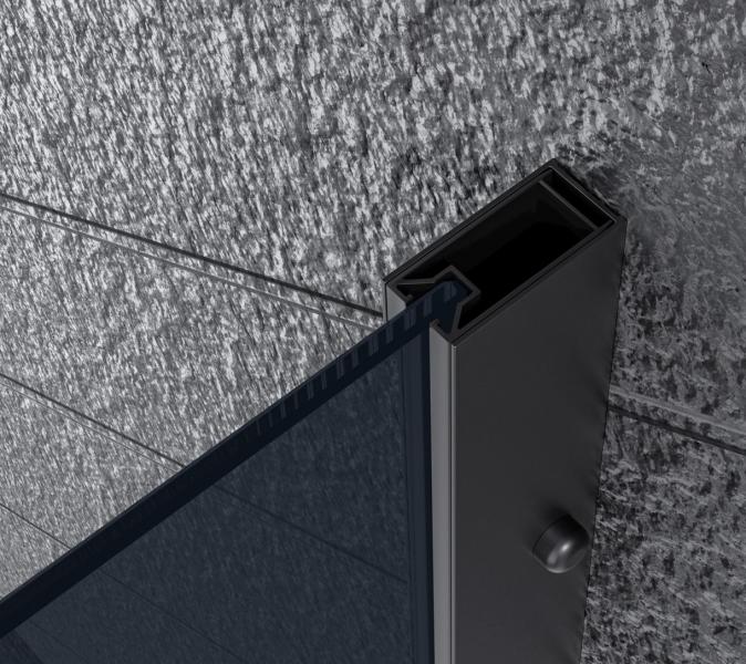 Nortiq fast brusevæg 80x190 - Mørkt glas/mat sort Nortiq fast brusevæg 80x190 - Mørkt glas/mat sort