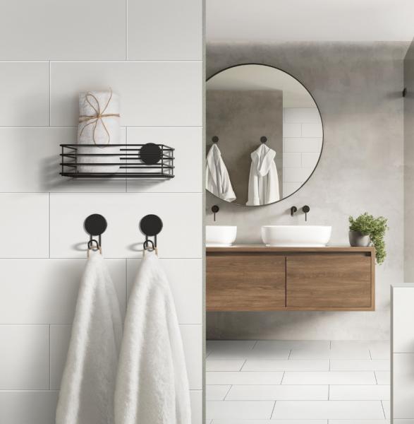 Beslagsboden Puck selvkl&aelig;bende enkelkrog - Mat sort