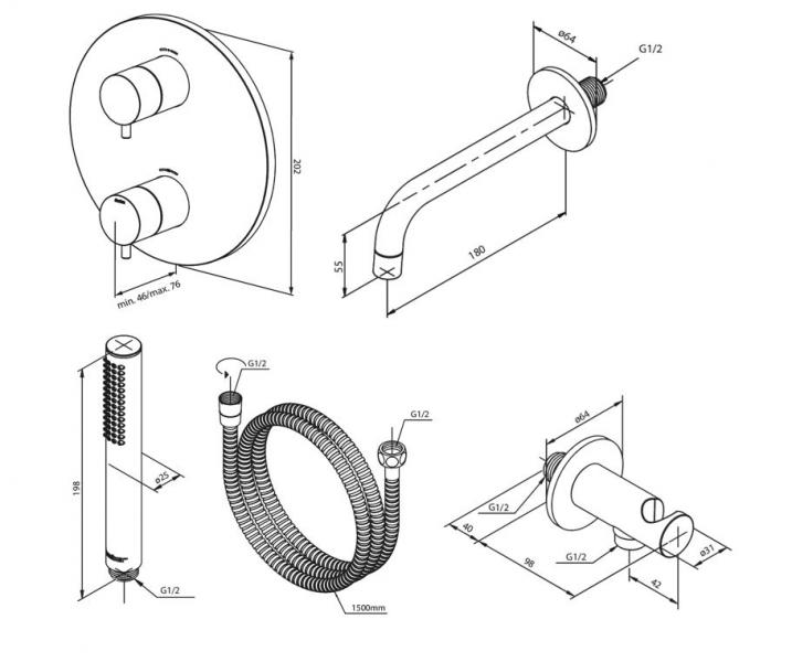 Damixa Silhouet komplet indbygningspakke til badekar – Mat sort Damixa Silhouet komplet indbygningspakke til badekar – Mat sort