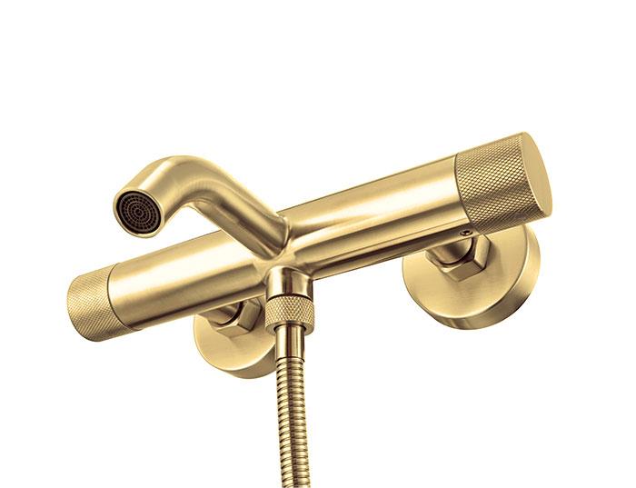 Cass&oslash;e komplet badekararmatur m/crystal cut - B&oslash;rstet messing