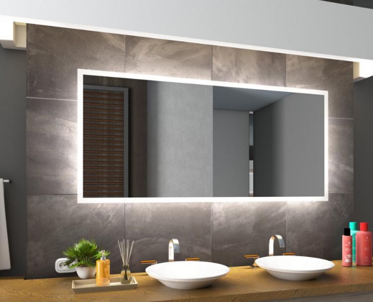 Mie firkantet spejl m/integreret LED lys og backlight - 120 cm Mie firkantet spejl m/integreret LED lys og backlight - 120 cm