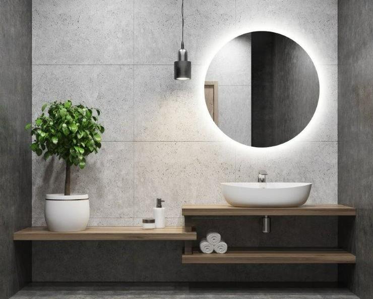 Puk rundt spejl m/backlight og varme - &Oslash;100 cm