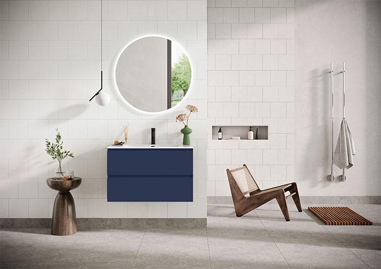 Str&oslash;mberg Lux 60 vaskeskab m/2 skuffer - Dyb bl&aring;