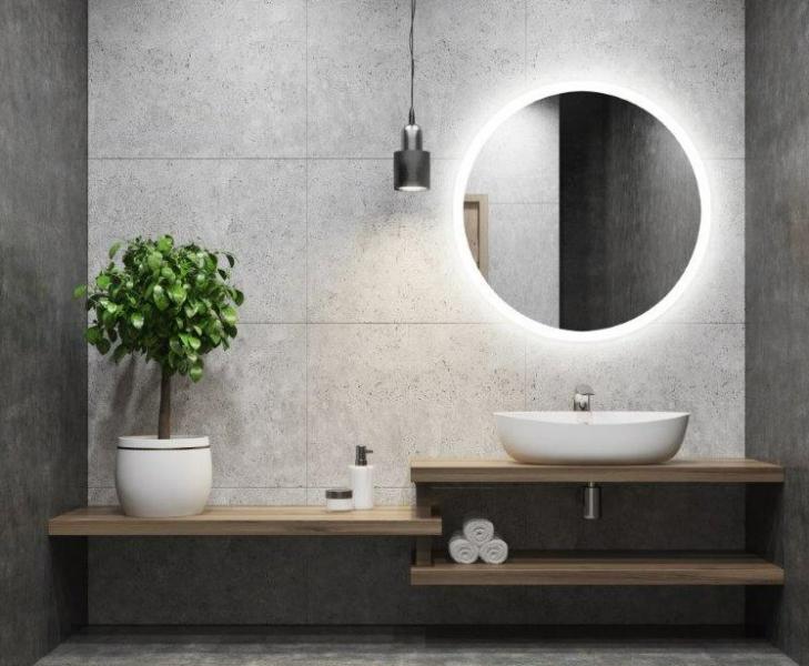 Sandra rundt spejl m/integreret LED lys, backlight og varme - Ø80 cm Sandra rundt spejl m/integreret LED lys, backlight og varme - Ø80 cm