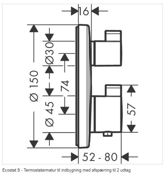 Hansgrohe Ecostat Round komplet brusesystem til indbygning - Mat sort Hansgrohe Ecostat Round komplet brusesystem til indbygning - Mat sort