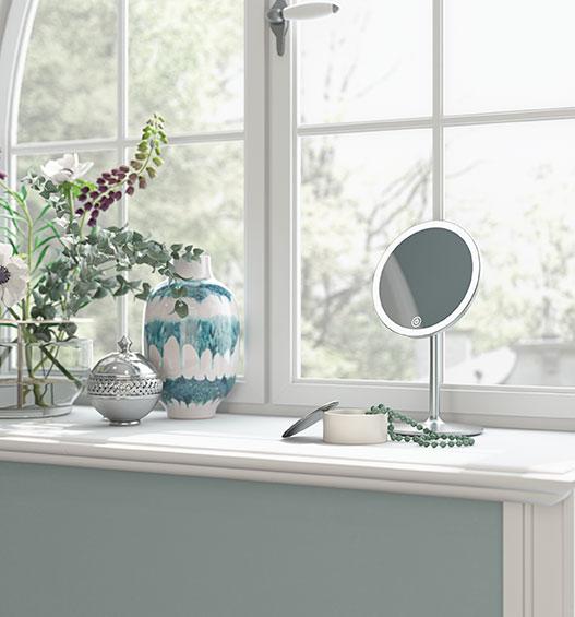 Dansani HANDY makeupspejl til bord m/lysstyring - x5 forstørrelse - Alu Dansani HANDY makeupspejl til bord m/lysstyring - x5 forstørrelse - Alu