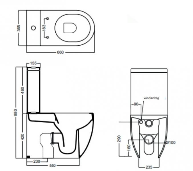 Lavabo Glomp rimless gulvstående toilet - Hvid Lavabo Glomp rimless gulvstående toilet - Hvid