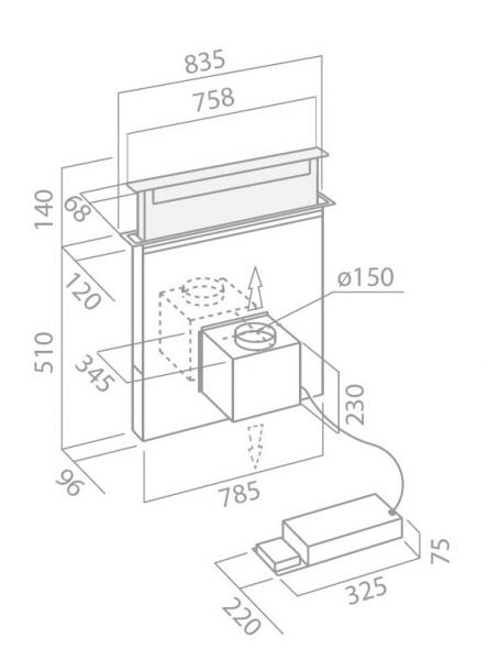Eico Pandora X indbygget emhætte t/ bordplade - Rustfrit stål Eico Pandora X indbygget emhætte t/ bordplade - Rustfrit stål