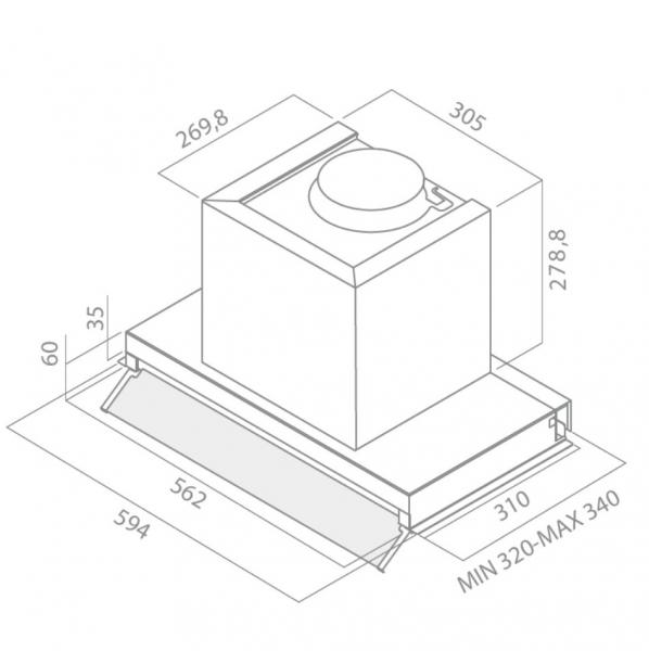 Eico Box In 60 emhætte til indbygning - Rustfrit stål Eico Box In 60 emhætte til indbygning - Rustfrit stål