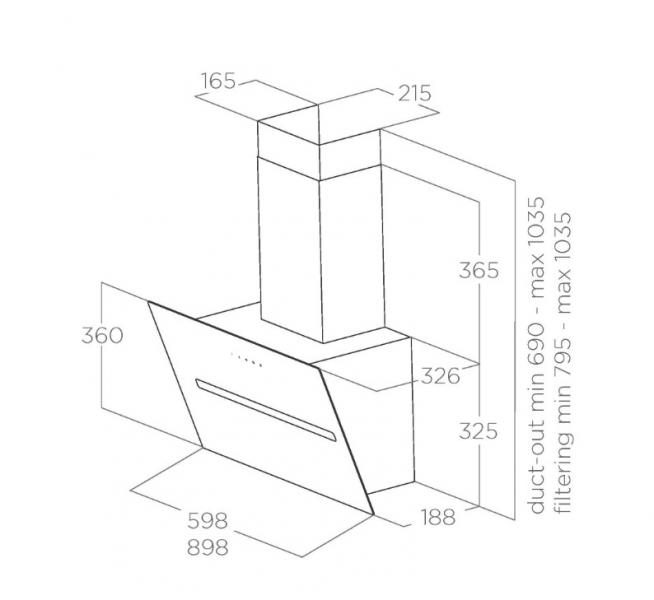 Eico Shy-S BL/A/90 emh&aelig;tte til v&aelig;gmontering - Sort