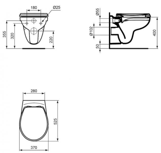 Ideal Standard Eurovit RIMless væghængt toilet inkl/toiletsæde Ideal Standard Eurovit RIMless væghængt toilet inkl/toiletsæde