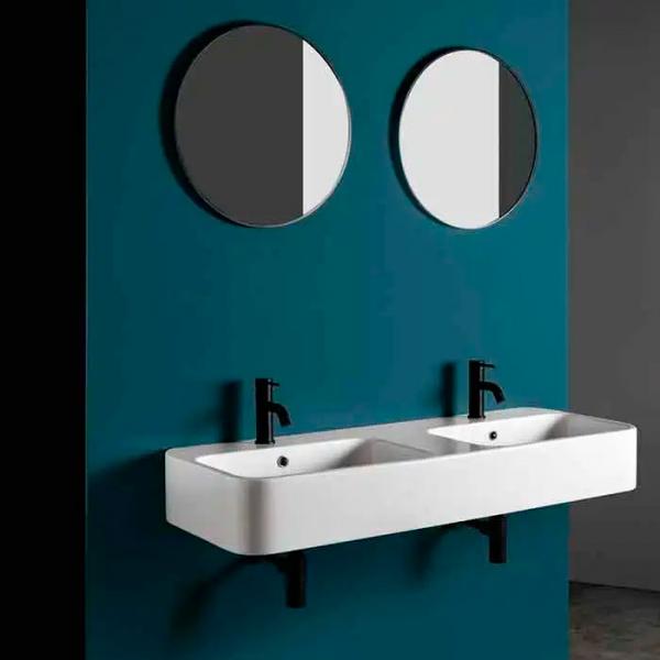 Lavabo Cosa 120 dobbelt håndvask t/væg eller bord - 2 hanehuller Lavabo Cosa 120 dobbelt håndvask t/væg eller bord - 2 hanehuller