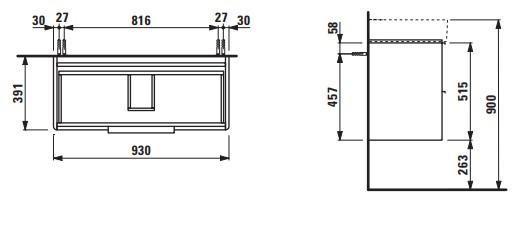 Laufen Base m&oslash;bels&aelig;t 95 m/Val h&aring;ndvask - Mathvid