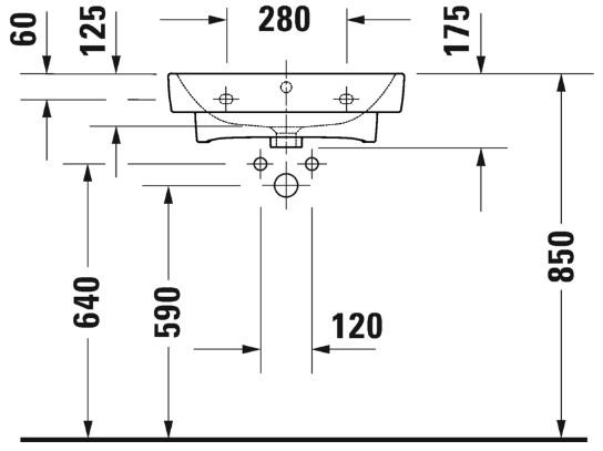 Duravit No.1 55 håndvask t/væg eller møbel Duravit No.1 55 håndvask t/væg eller møbel