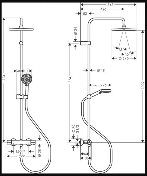hansgrohe Vernis Blend Showerpipe 240 brusesystem - Mat sort