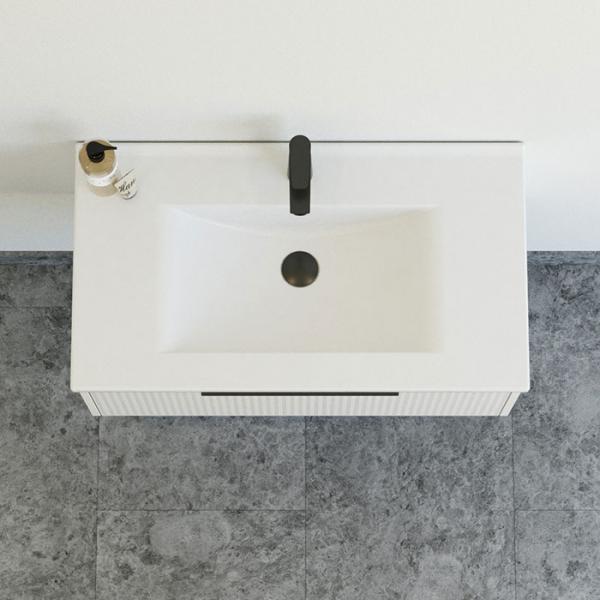 Dansani Mido+ Classic 81 m&oslash;bels&aelig;t m/Amber vask og 1 skuffe - Striber/mat sand