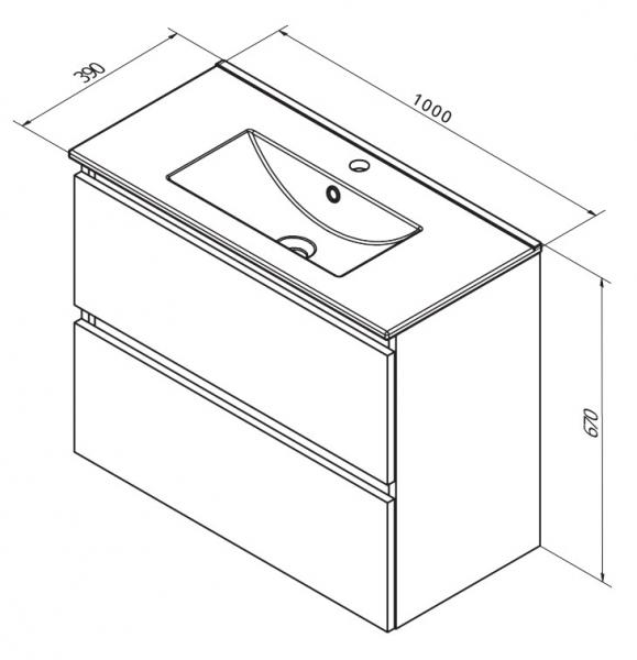 Sanibell Basicline mini m&oslash;bels&aelig;t 100 m/integrerede greb - Whiskey eg