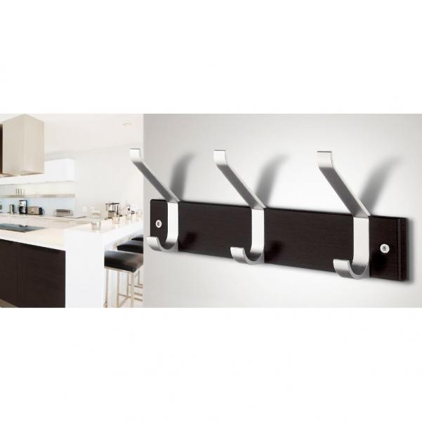 Beslagsboden knager&aelig;kke m/3 dobbeltknager - Mat sort/alu