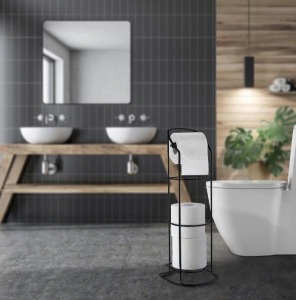 Beslagsboden fritst&aring;ende toiletpapirholder - Dobbelt - Sort