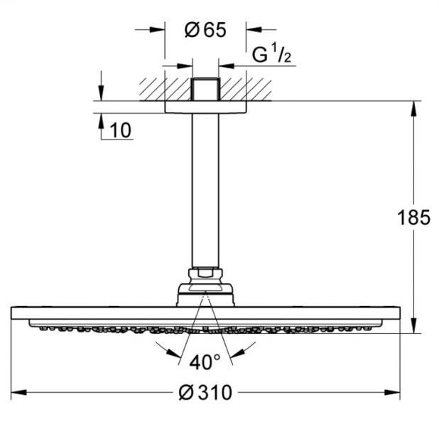 Grohe SmartControl komplet brusesystem med SmartActive brus til indbygning/loft - Børstet Cool Sunrise Grohe SmartControl komplet brusesystem med SmartActive brus til indbygning/loft - Børstet Cool Sunrise