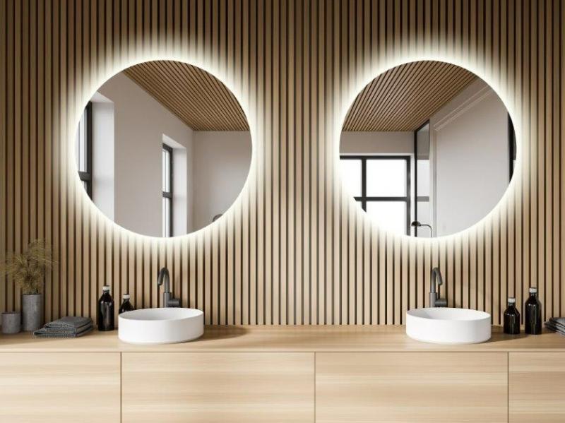 Puk rundt spejl m/backlight - 100 cm Puk rundt spejl m/backlight - 100 cm