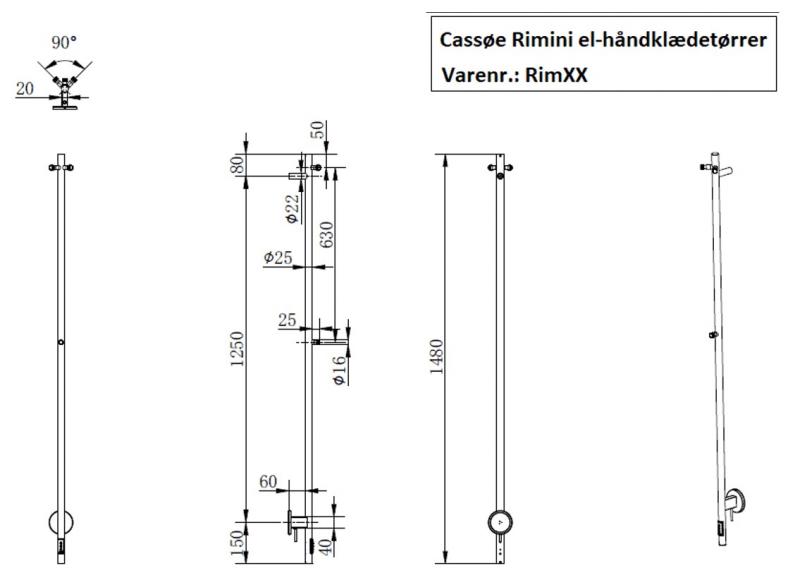 Cassøe Rimini håndklædetørrer - Poleret messing Cassøe Rimini håndklædetørrer - Poleret messing