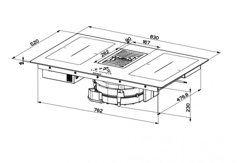 Eico Galileo Smart BK A830 emhætte med kogesektion - Sort Eico Galileo Smart BK A830 emhætte med kogesektion - Sort