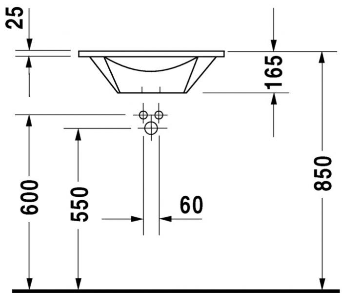 Duravit Starck 1 &Oslash;58 h&aring;ndvask t/m&oslash;bel eller nedf&aelig;ldning - 1 hanehul